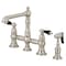 Kingston Brass KS7278PKLBS Duchess Bridge Kitchen Faucet W/Brass Sprayer, Brushed Nkl KS7278PKLBS - alternate 1